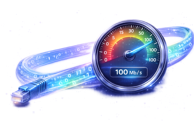 Doporučená rychlost a připojení kabelem